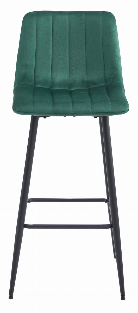 Sgabello Valora POZZA in velluto verde scuro con gambe nere per cucina