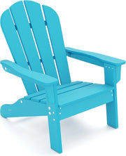 Sedia Adirondack per Bambini da Giardino, Sedie Ergonomica in HDPE con Schienale Inclinato e Braccioli, Poltrona per Interno ed Esterno, per Bambini 3 a 8 Anni, 52 x 53,5 x 64 cm (Azzuro)