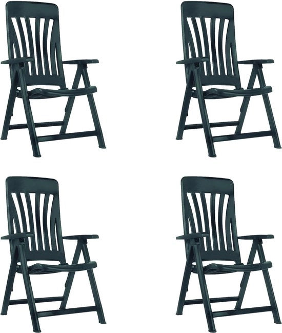 Set di 4 sedie da giardino inclinabili - antracite - pieghevoli e confortevoli