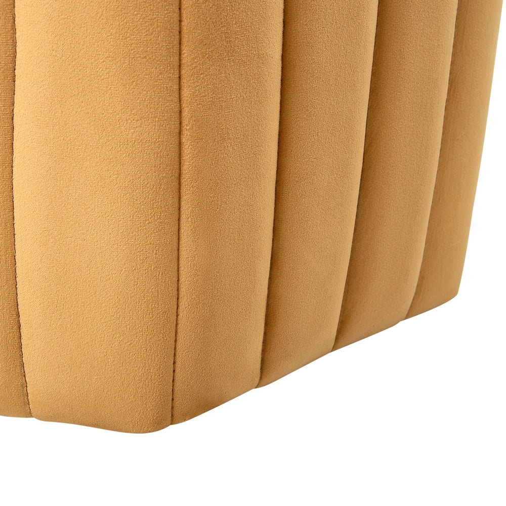 Pouf Velluto Giallo 29 x 53 x 48 cm Poggiapiedi Esagonale Imbottito Glamour
