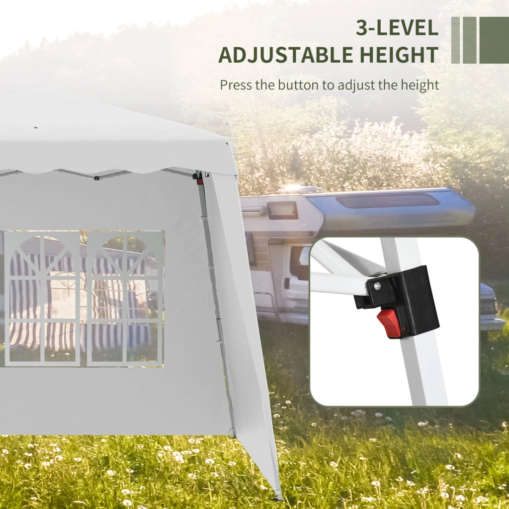 Gazebo Pieghevole da Giardino 2,4x2,4x2,5m in Acciaio e Tessuto Oxford Bianco