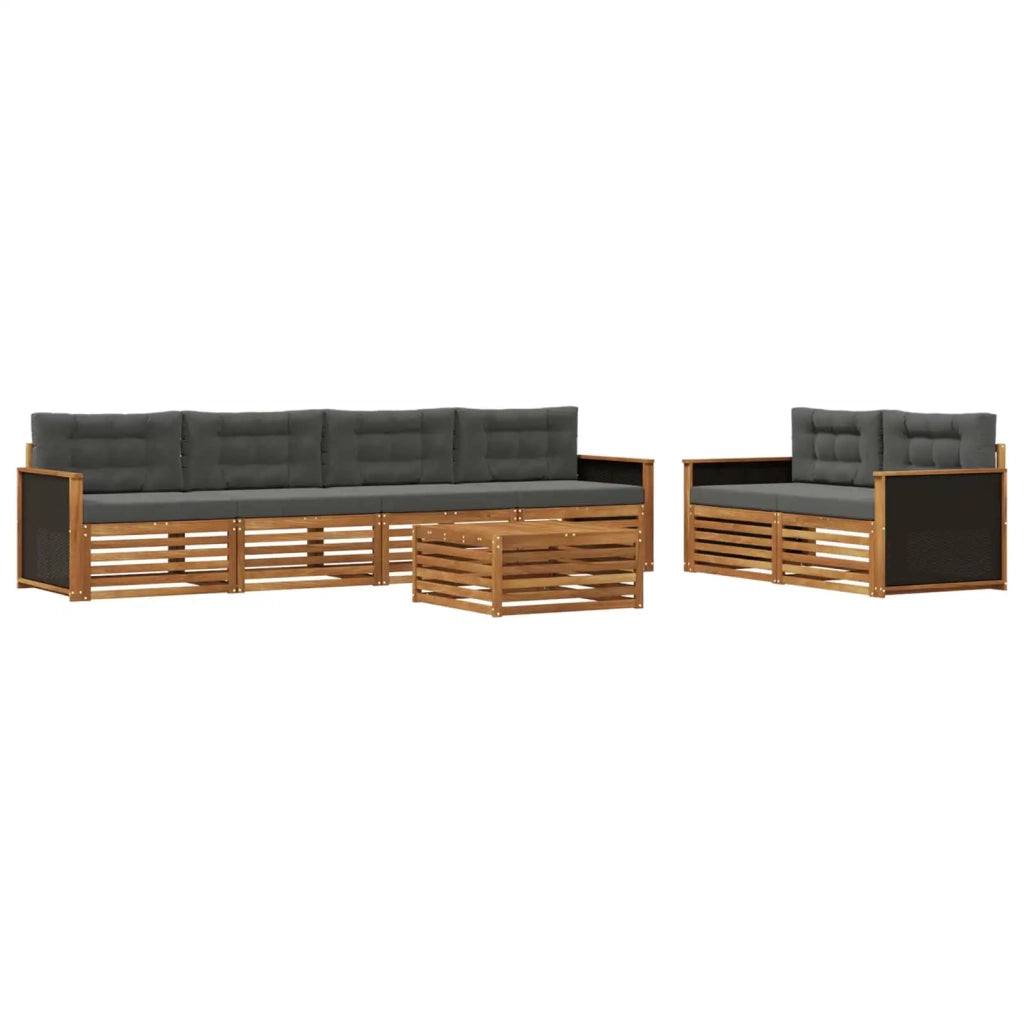 Set di divani da esterno 7 pcs Naturale e Antracite Poliestere 3383045