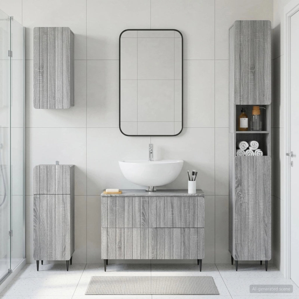 Set di Mobili da Bagno da 4 Pezzi ZWOLLE Sonoma grigio 3417924