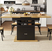 Tavolo da pranzo allungabile 110-140x80x76 cm con contenitore; chiusura soft-close in MDF nero