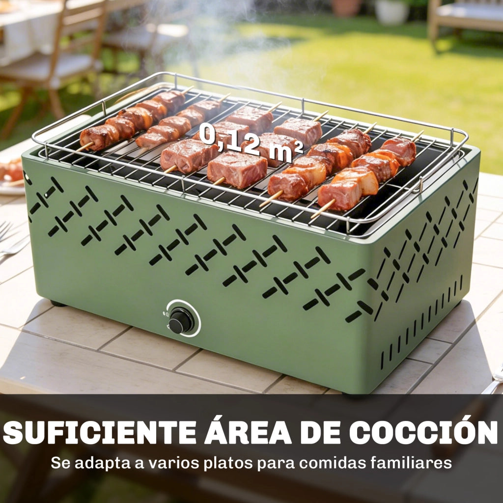 Barbecue a Carbone con Ventilatore e Griglia Verde ¨C zephmum ¨C 45.5x29x21 cm