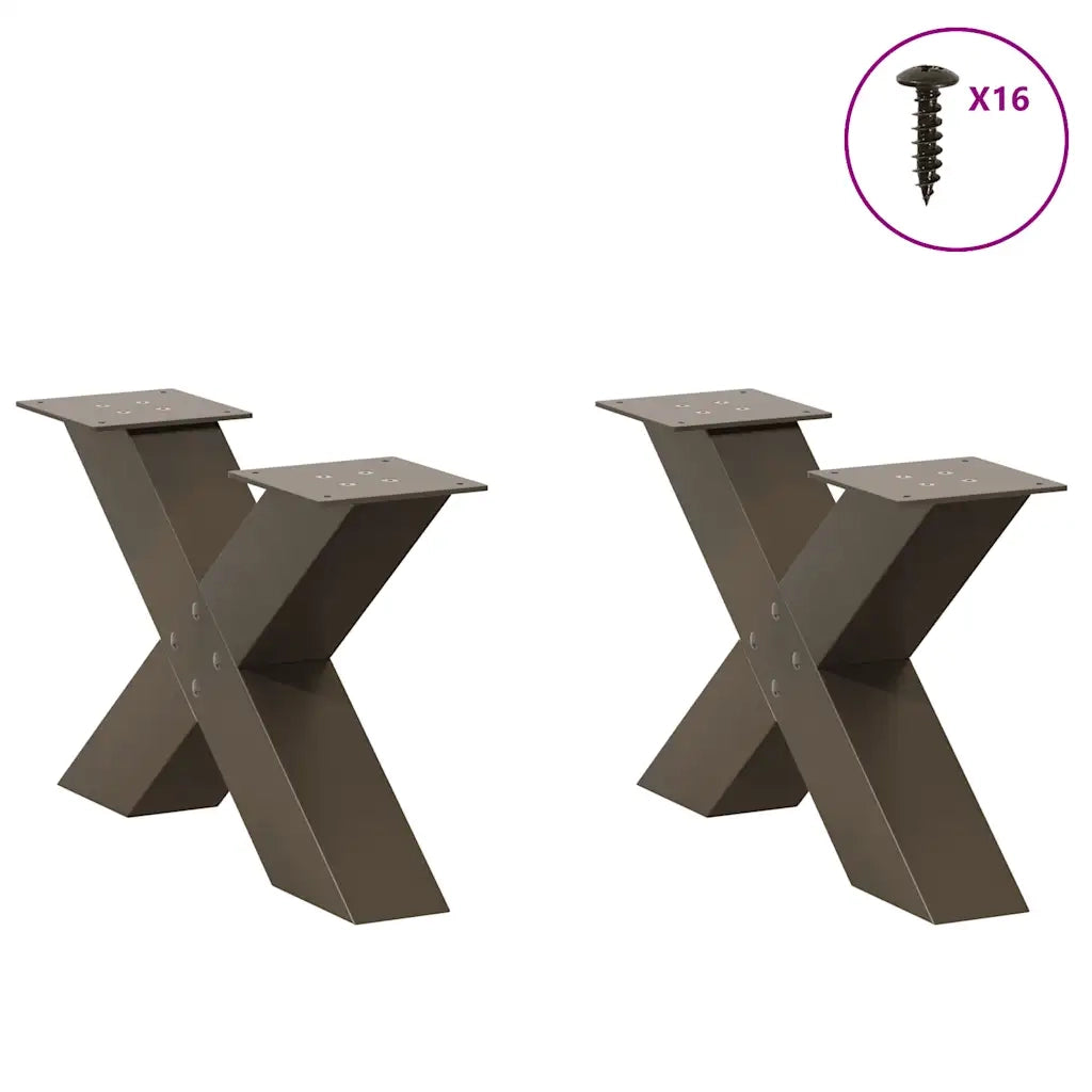 Gambe per Tavolino da CaffÃ¨ a Forma di X 2 pz Acciaio Naturale 60x(30-31) cm Acciaio