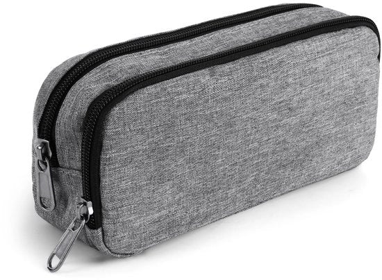 Etui con 2 compartimenti e grande capacità, borsa per ufficio e scuola, tasca portatile per materiali di scrittura, borsa con chiusura a raccordo, etui per adolescenti