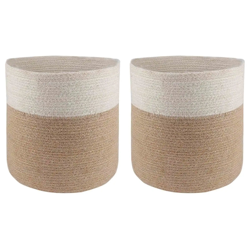 2 pz Set di Fioriere | Cassetta per fiori | Vasi per Piante Naturale e Bianco ? 28 x 28 cm
