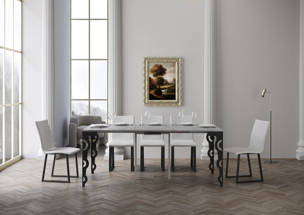 Consolle allungabile 90x40/300 cm Karayan Evolution Cemento telaio Antracite