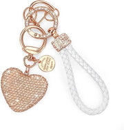 Accessorio elegante per chiavi automobilistiche con effetto luccichio champagne e decorazioni con pietre strass.