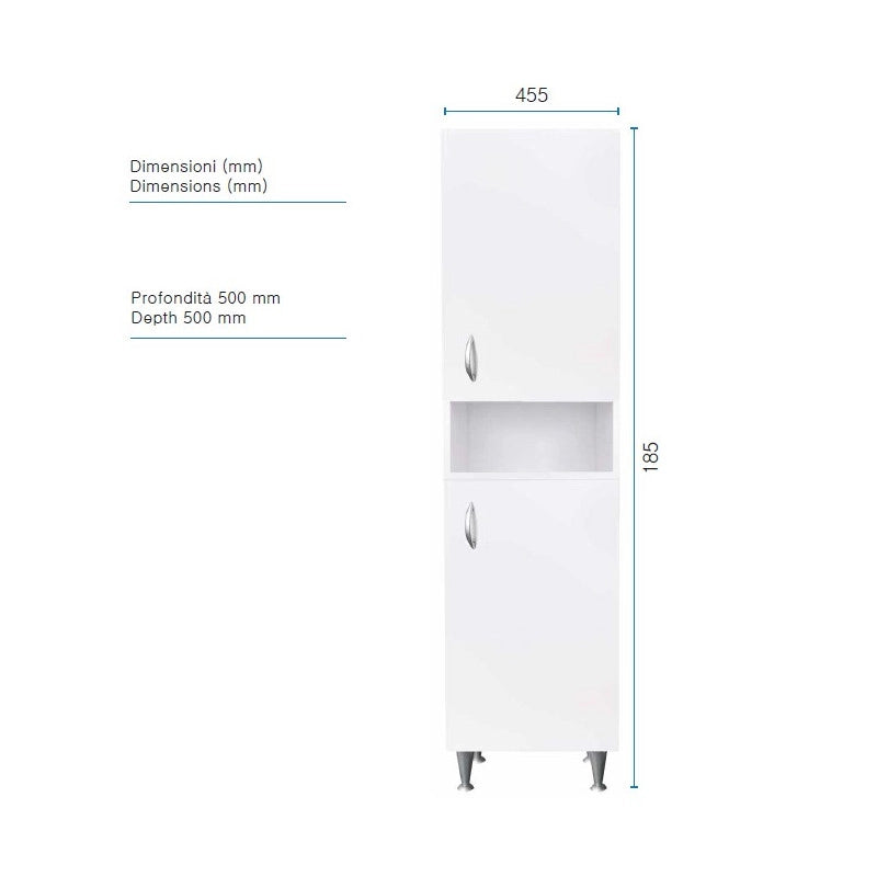 Mobile lavanderia lavatoio in nobilitato idrofugo  Lavatoio 60x50 con colonna e pensile 2 ante  Bianco da interno  Negrari