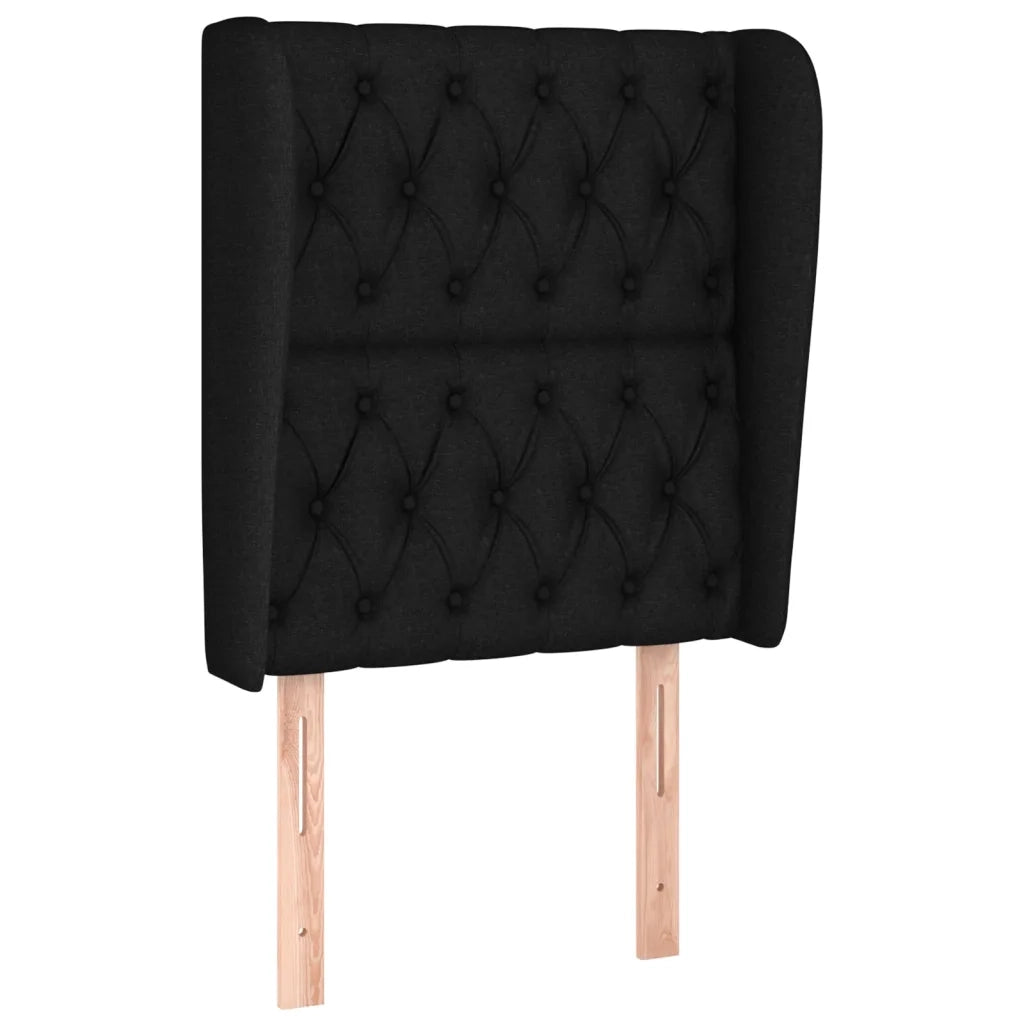 Testiera | Testata ad Orecchio Nera 83x23x118/128 cm in Tessuto