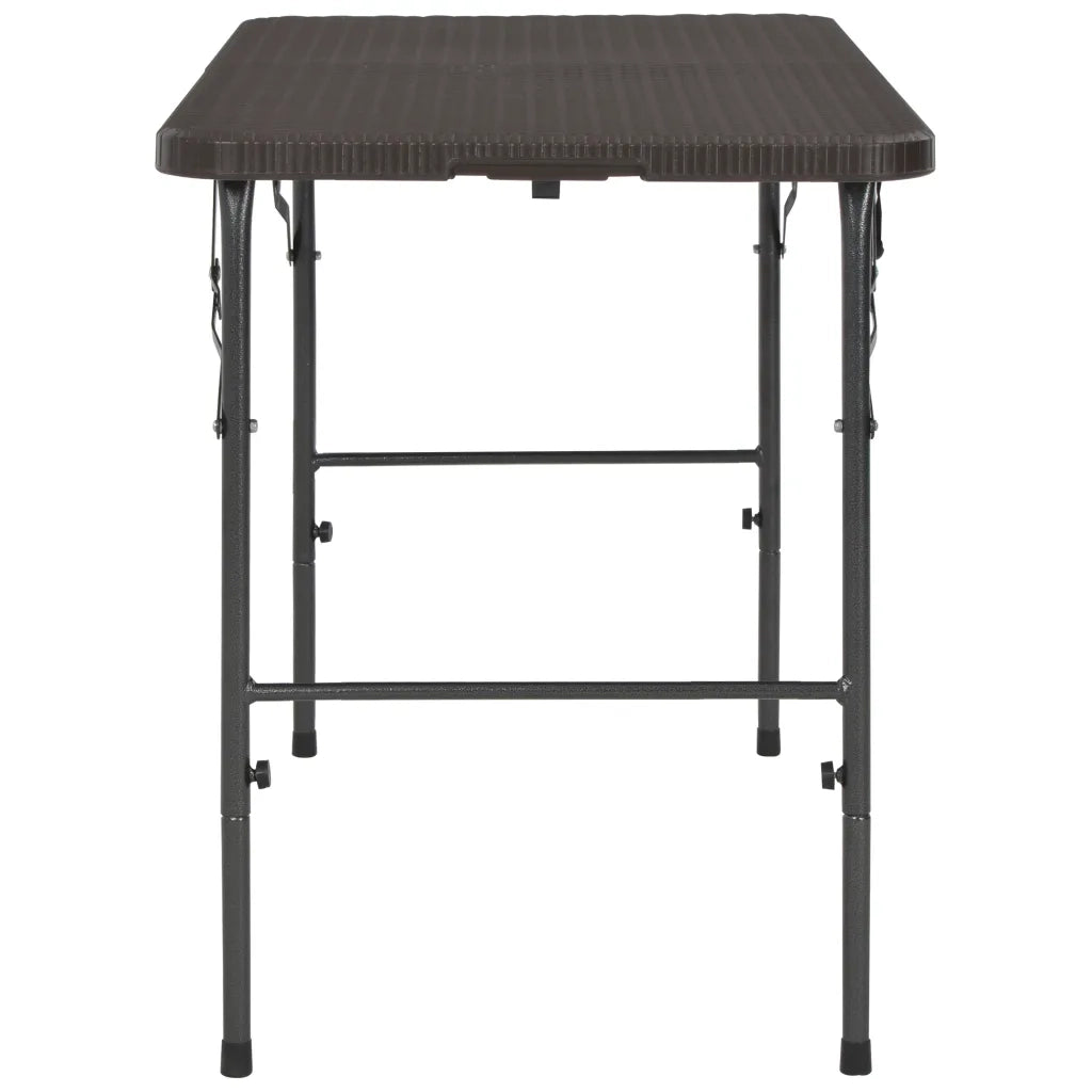 Tavolo da Giardino Marrone Pieghevole 120x60x74 cm HDPE Rattan 44553