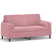 Divano | Divano da soggiorno | Sofa a 2 Posti con Cuscini Rosa 140 cm in Velluto
