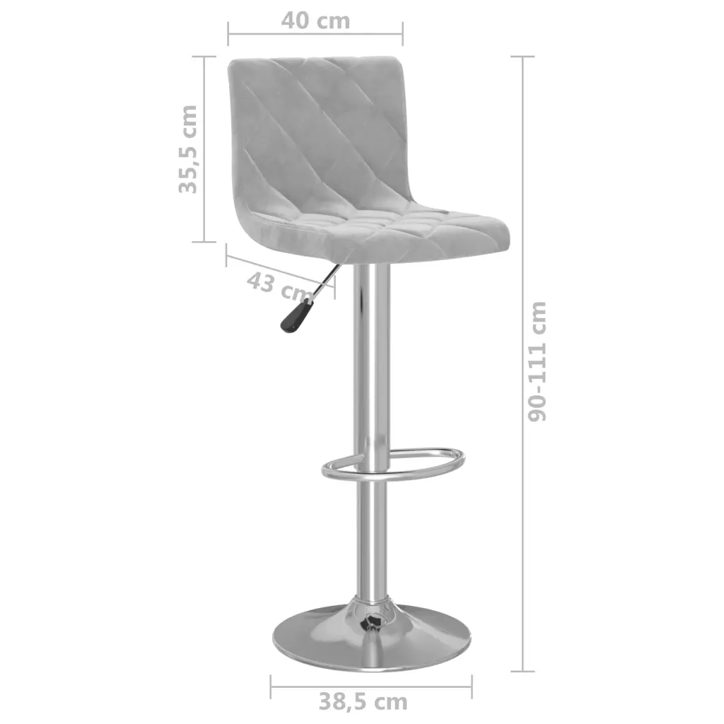 vidaXL Sgabelli da Bar 2 pz Grigio Chiaro in Velluto