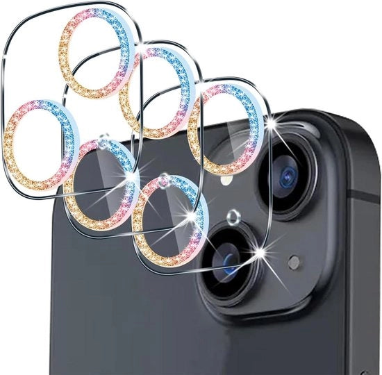 Vetro di protezione per iPhone 14/14 Plus - lente stereoscopica a 3D - pellicola resistente ai graffi - durezza 9H - HD - protezione completa per la camera (colore)