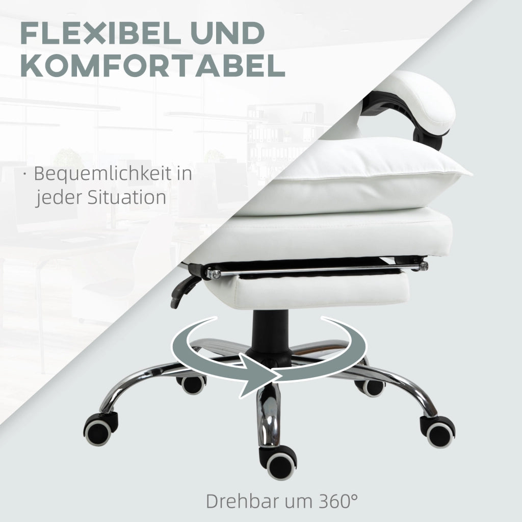 Sedia da ufficio ergonomica con braccioli e poggiapiedi ¨C zephmum ¨C bianco in similpelle