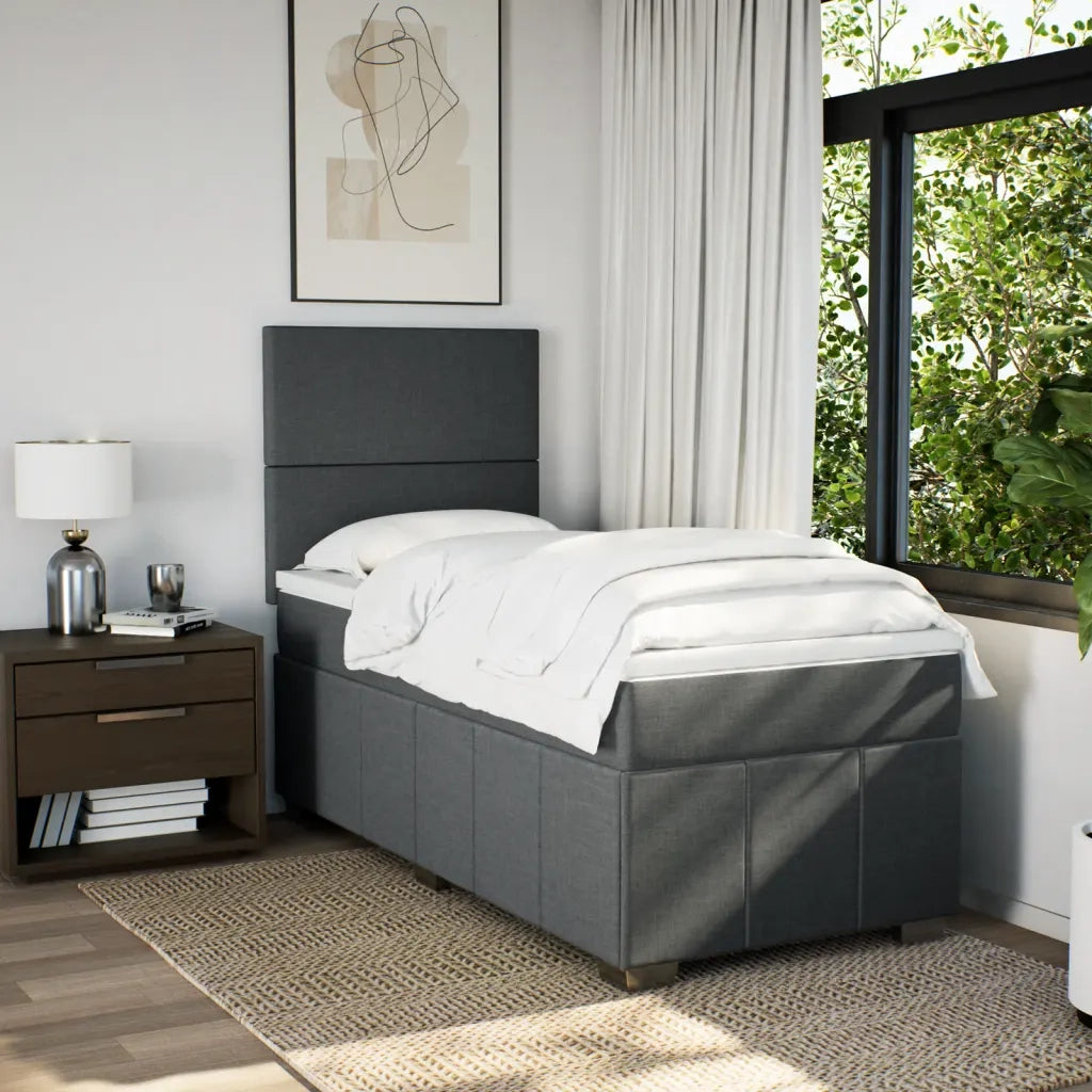 vidaXL Giroletto a Molle con Materasso Grigio Scuro 100x200 cm Tessuto