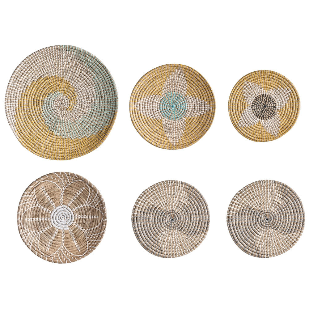 Set di 6 decorazioni in alghe naturali con decorazioni da parete in stile africano