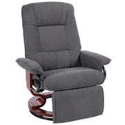 Poltrona Relax Reclinabile Girevole con Poggiapiedi in Tessuto Grigio ¨C Minimal ¨C Legno