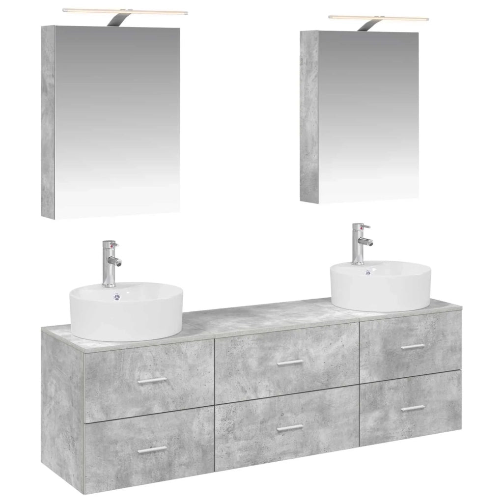 Set di mobili per il bagno 5 pcs Grigio Cemento 3406874