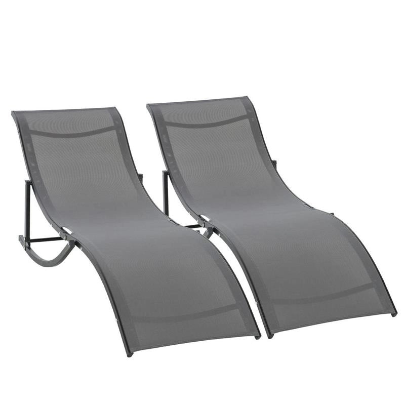 SET 2 SDRAIO DA GIARDINO PIEGHEVOLI 61 X 165 X 63 CM COLORE GRIGIO SCURO