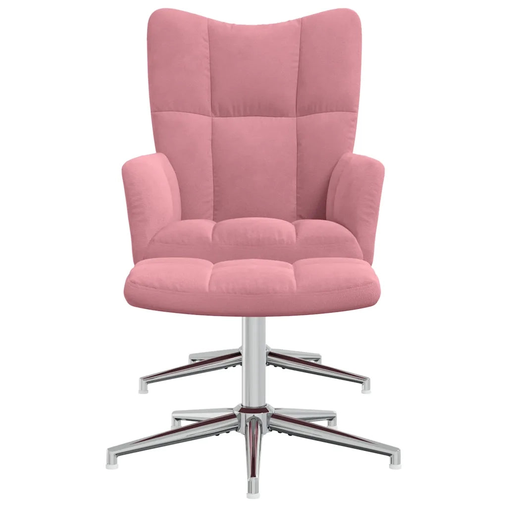 Poltrona Relax | Sedia Relax con Poggiapiedi Rosa in Velluto