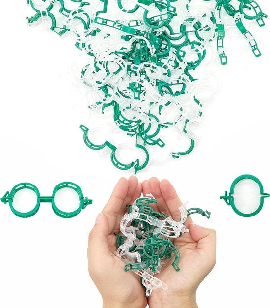 Clips di supporto per piante, tenuta doppia per piante rampicanti - 10 pezzi (verde + bianco)