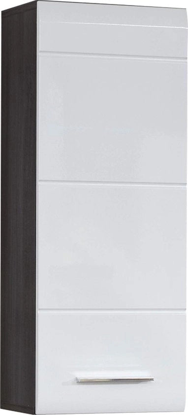 Organizzatore per la stanza da bagno - Mobili di stoccaggio per la stanza da bagno - Organizzatore per la stanza da bagno - Pannello per parete - Risparmia spazio - Bianco lucido/Argento grigio scuro - 30x77x24 cm