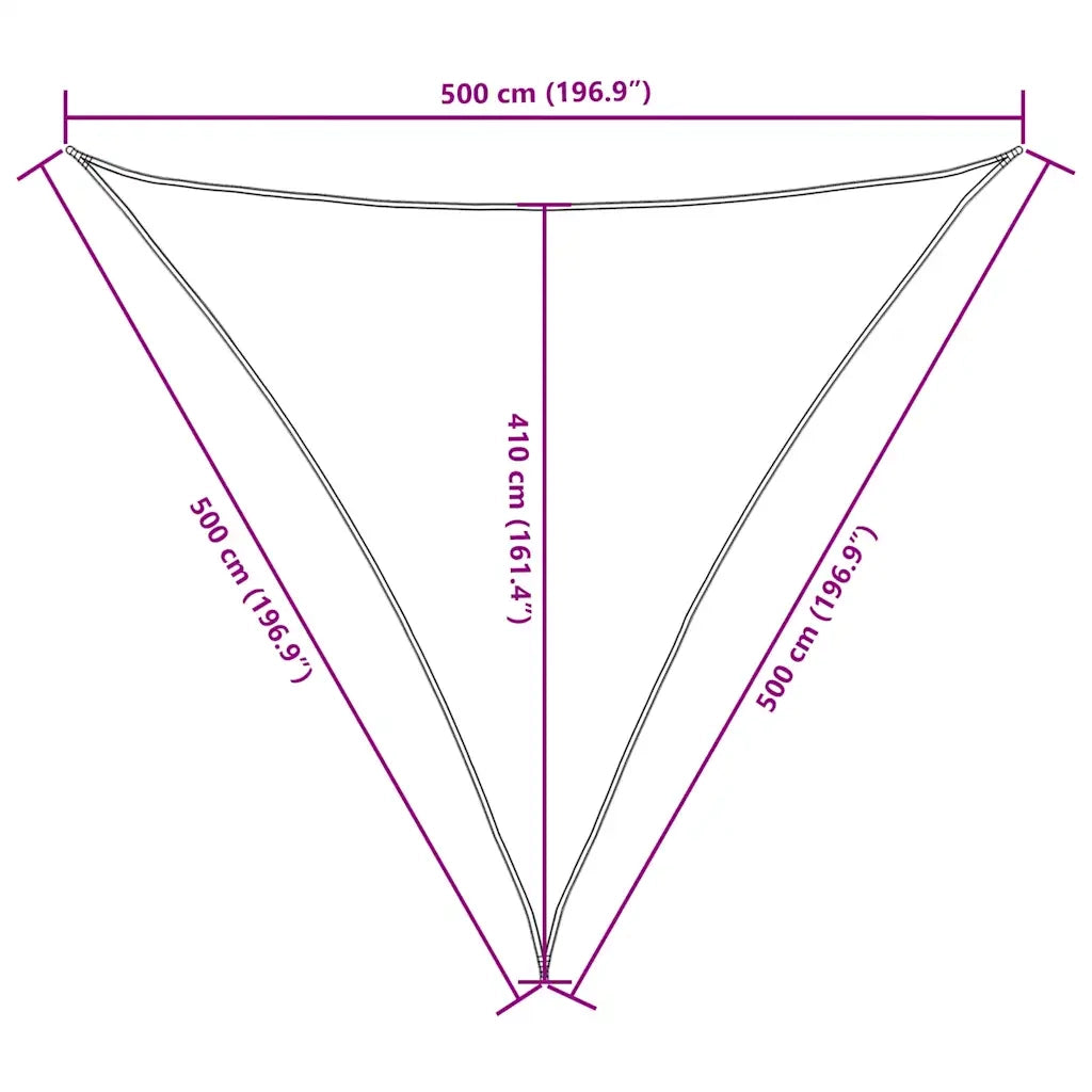 Parasole a Vela Tessuto Oxford Triangolare 5x5x5 m Verde Scuro 135510