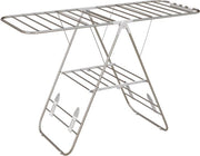 Asseccoportatile - 146x60,5x98 cm - Sgancio a soffietto + Manubri telescopici - Acciaio inossidabile & Plastica - Argento/Bianco