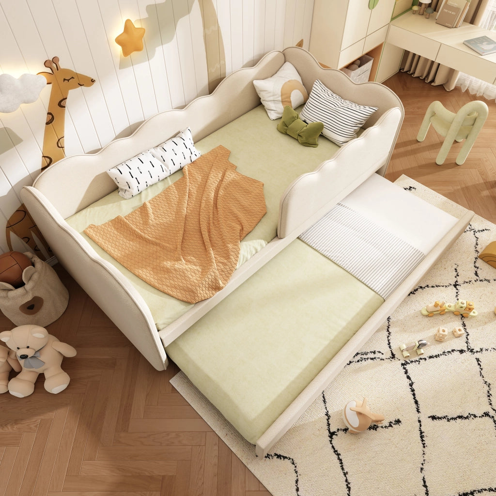 Letto Imbottito con Ausziehbett ¨C MINIMAL ¨C Lino Beige 90x190