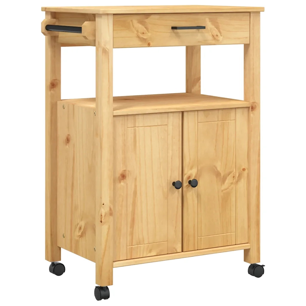 Carrello da Cucina-Scaffale per Cucina MONZA 60x40x88,5 cm in Legno Massello di Pino 481573