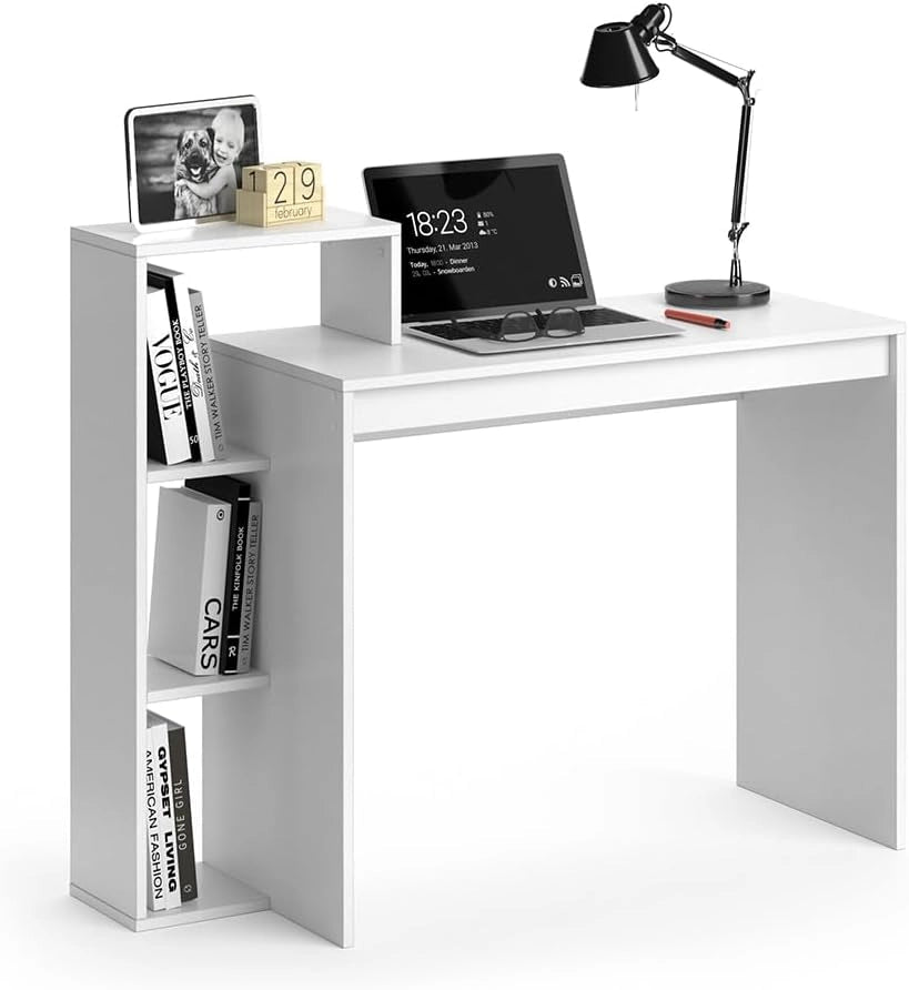 Scrivania con ripiani Leo, Bianco, 110 x 40 cm