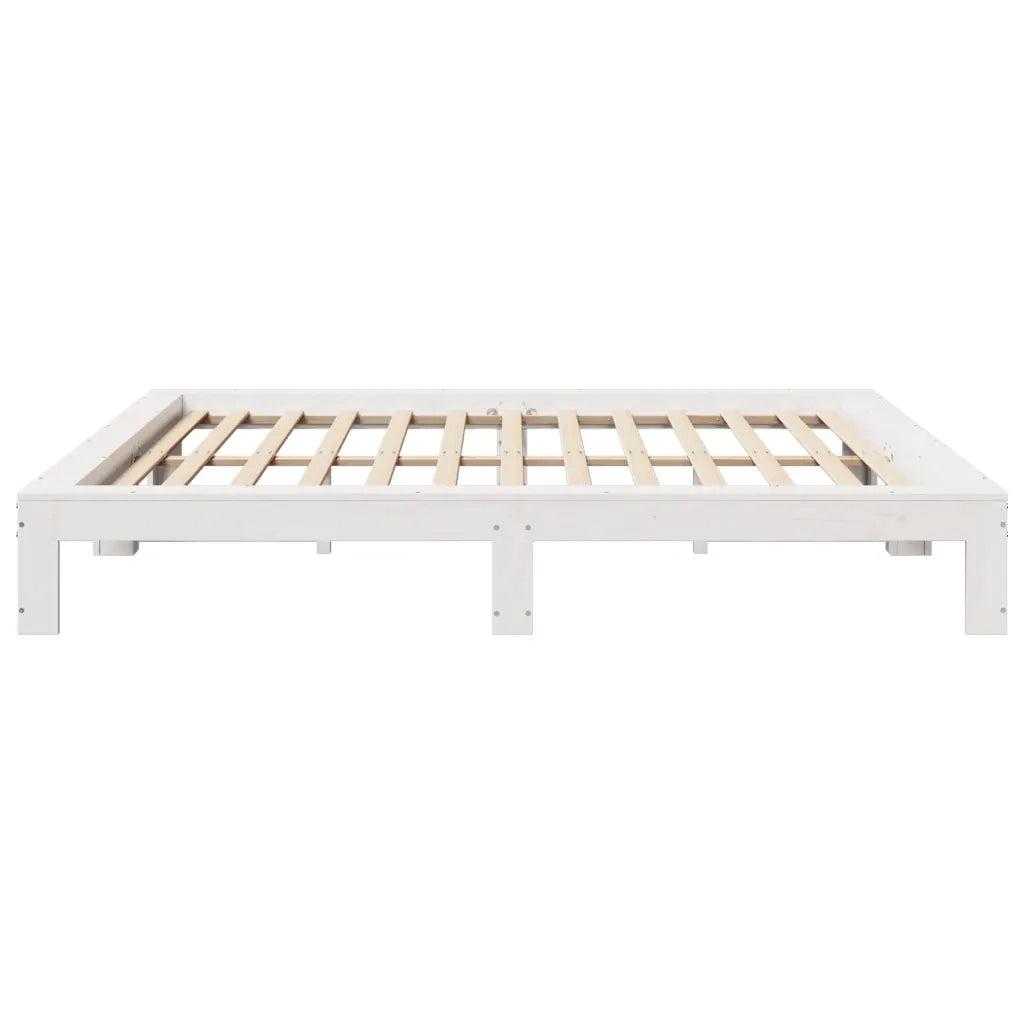 Giroletto senza Materasso Bianco 200x200 cm Legno Massello Pino