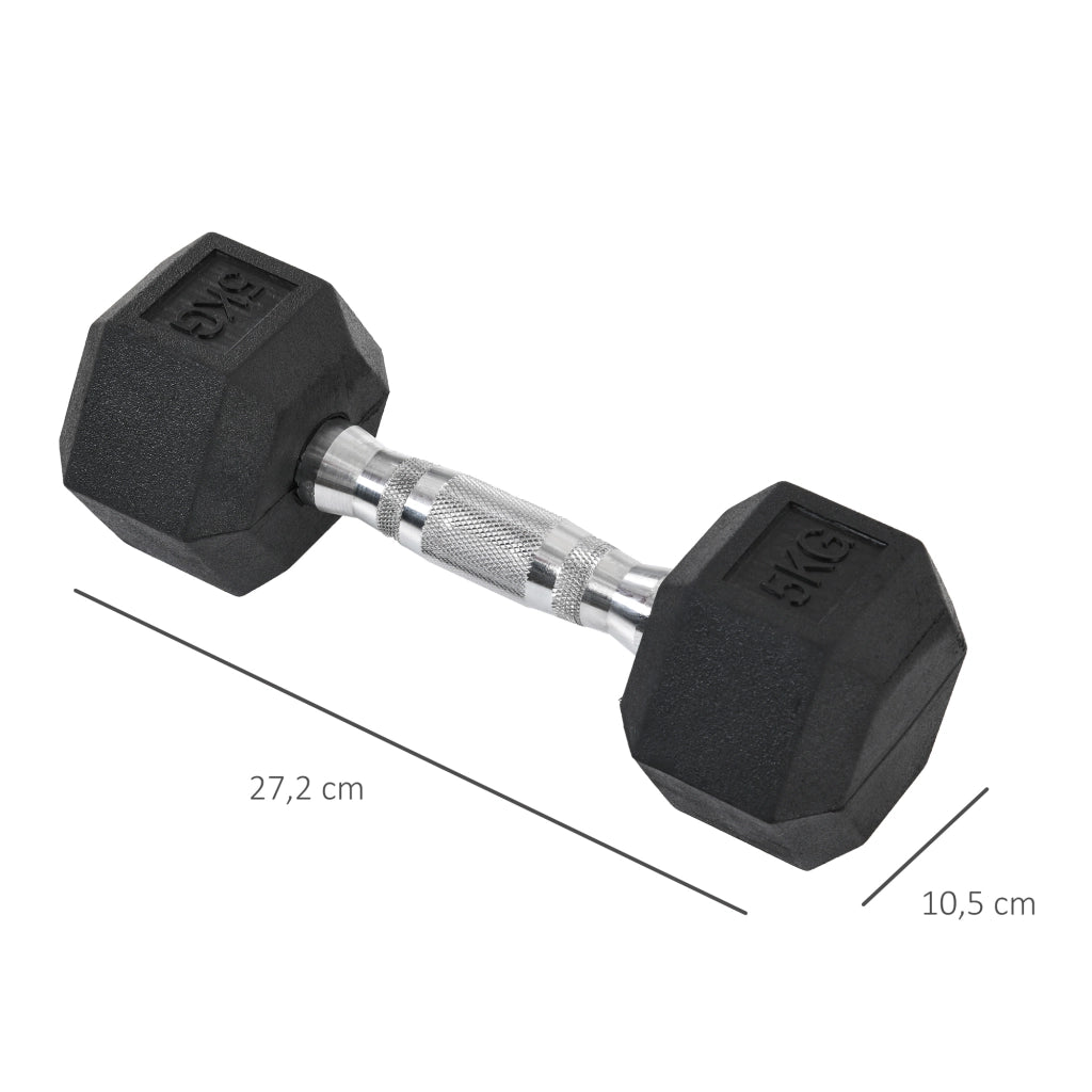 Set manubri esagonali 2x5 kg ¨C zephmum ¨C con barra di collegamento