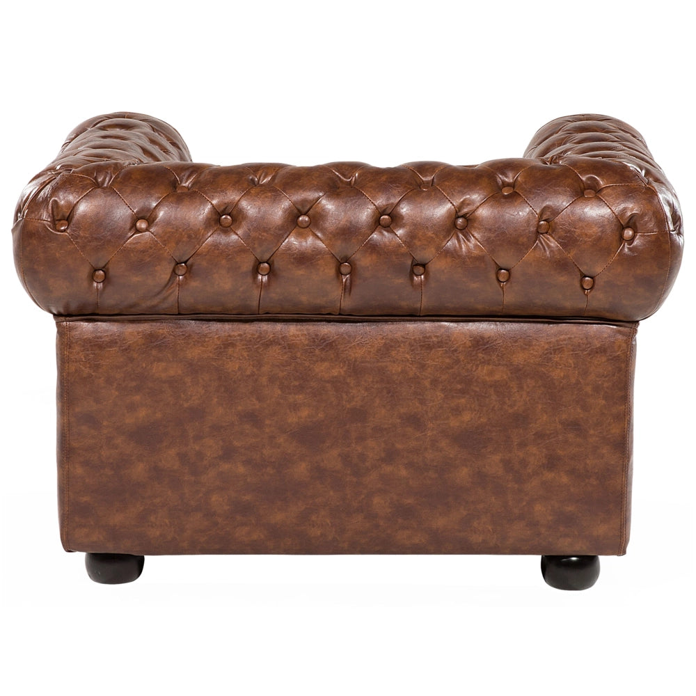 Poltrona Chesterfield marrone Vera Pelle trapuntata in stile Contemporaneo