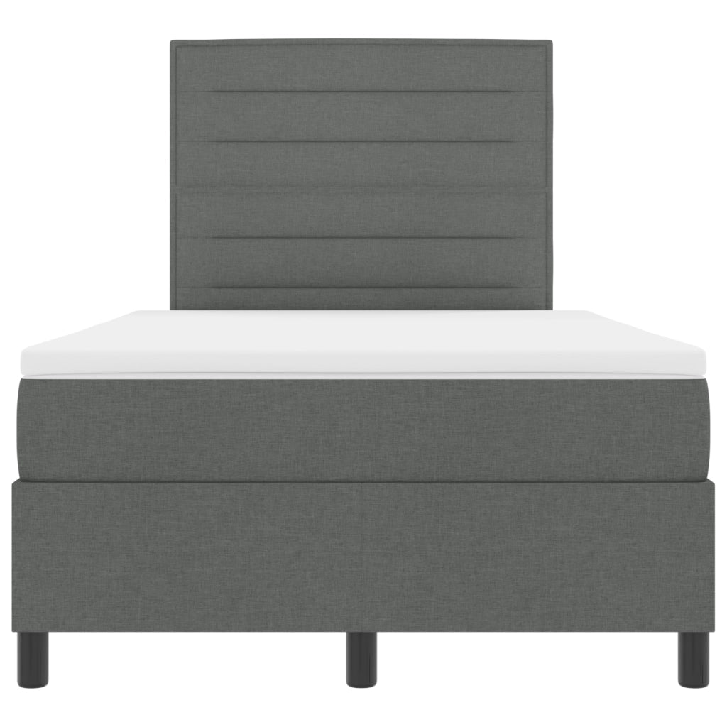 Letto a Molle con Materasso e Luce LED Grigio Scuro 120x190 cm Tessuto