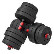 SET 2 MANUBRI ANTISCIVOLO CON 16 DISCHI PESI DA 30 KG  TOTALI E CONNETTORE, IN ACCIAIO, HDPE E SABBIA, NERO