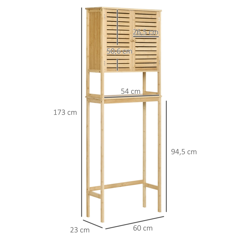 Mobiletto Bagno Sottolavabo con Ante e Ripiani ¨C zephmum ¨C Bamb¨´ 60x23x173 cm