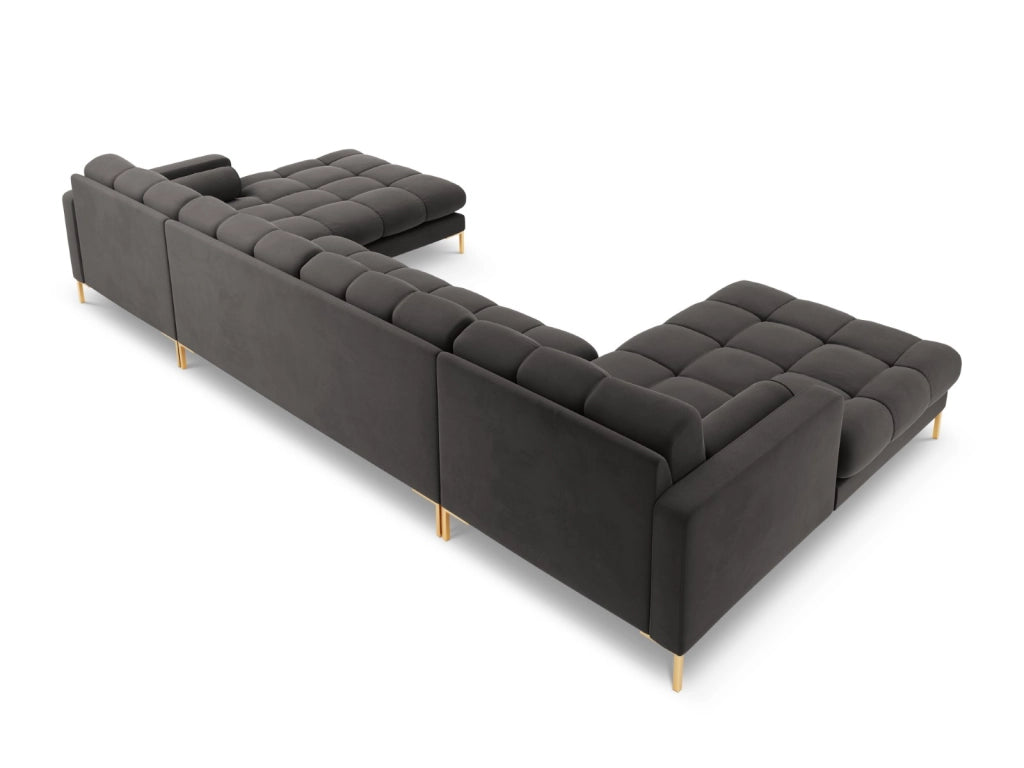 Cosmopolitan Design - Divano panoramico "Bali" 7 posti in velluto grigio scuro 