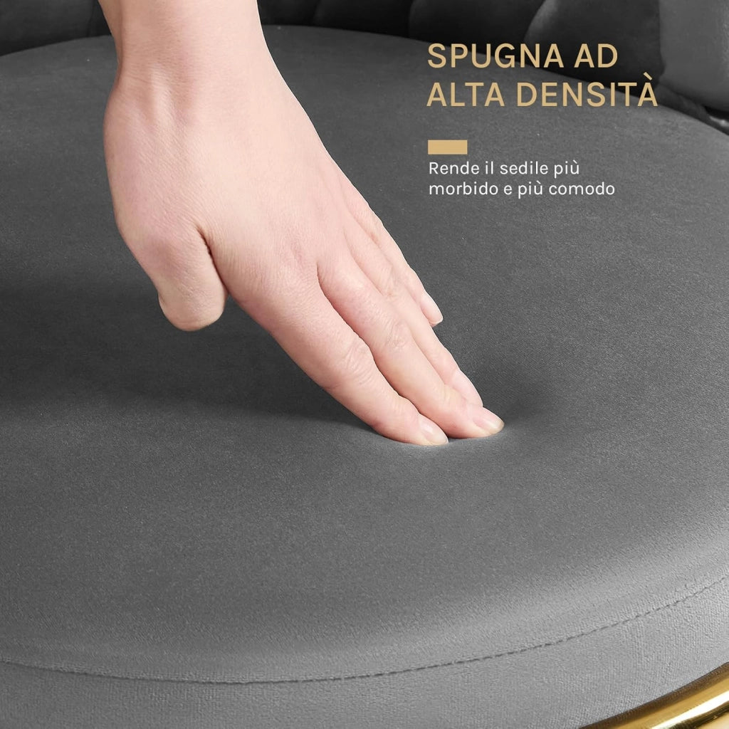 Sedie da Pranzo Girevoli Set di 6, Sedie da Cucina Ergonomiche Imbottite con Gambe in Metallo, Seduta in Velluto per Cucina, Soggiorno, Balcone, Grigio Scuro, EZS84dgr-6
