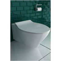 Wc sospeso senza bordo, in ceramica incluso sedile wc in duropla