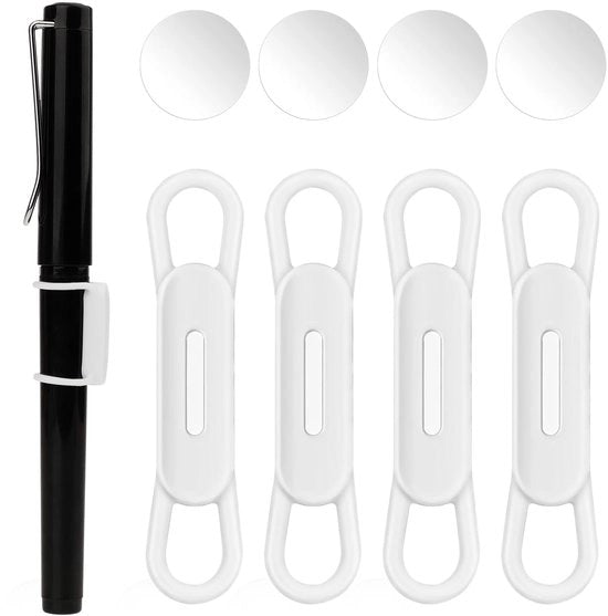 4-pack di supporti magnetici per penne, supporto magnetico per matite in silicone, clip per penne, supporto portatile per penne, magnetico per scrivania, frigorifero, lavagne bianche, ufficio (bianco)