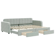 Divano letto | Sof¨¤ letto | Letto singolo Estraibile Cassetti Grigio Chiaro 80x200cm Velluto