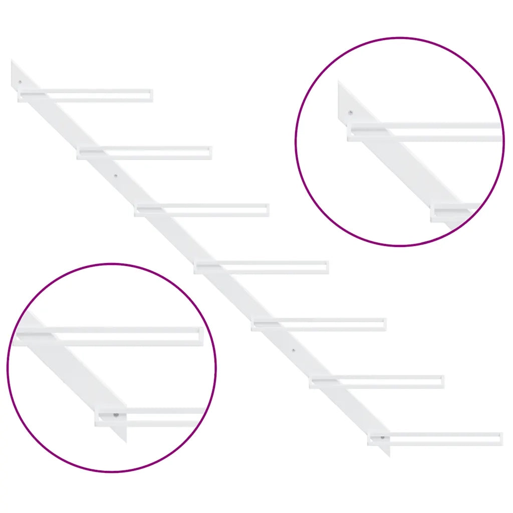 Portavini da Parete per 7 Bottiglie 2 pz Metallo Bianco CFW9998073