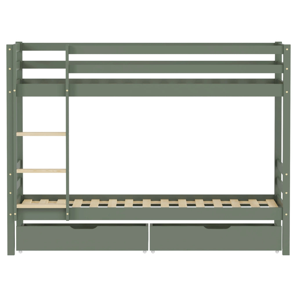 Letto a castello per bambini 190x90 cm verde con cassetti AMBER