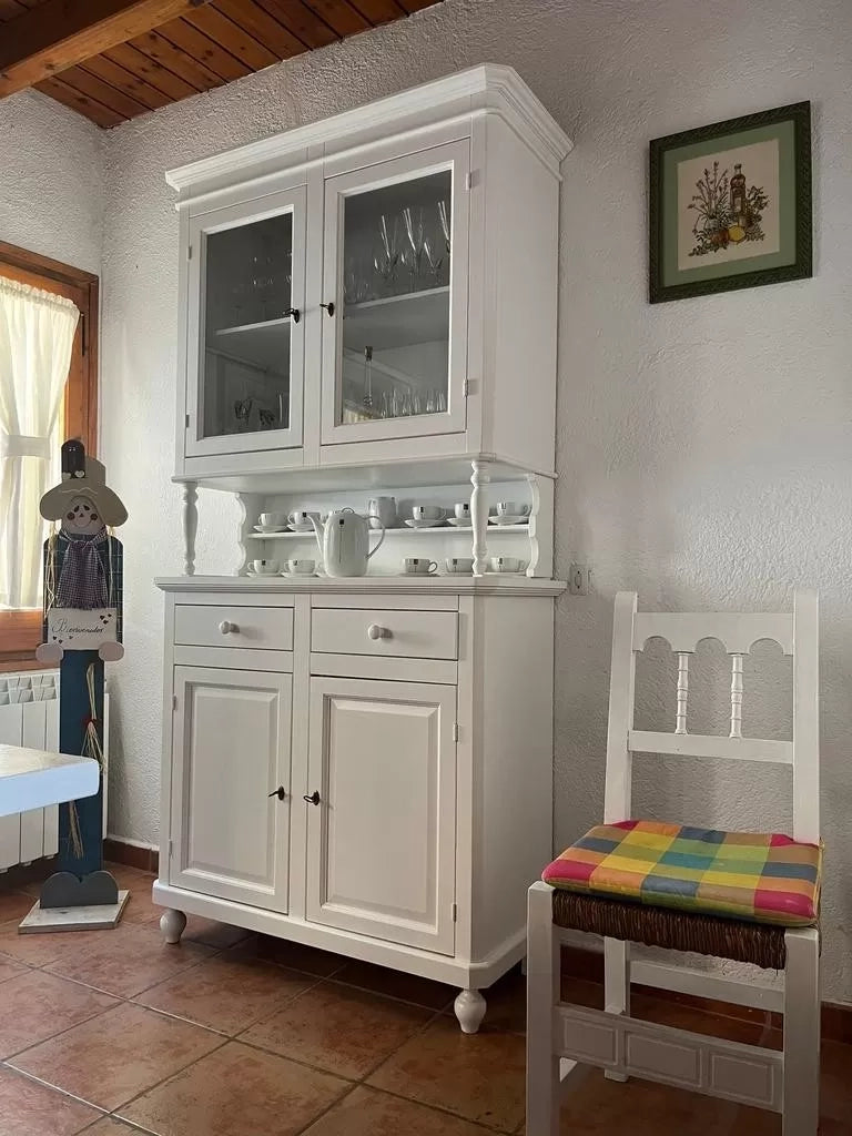 Cristalliera arte povera 2 porte in legno shabby bianco 104x43x205 (1189) - Mobili 2G