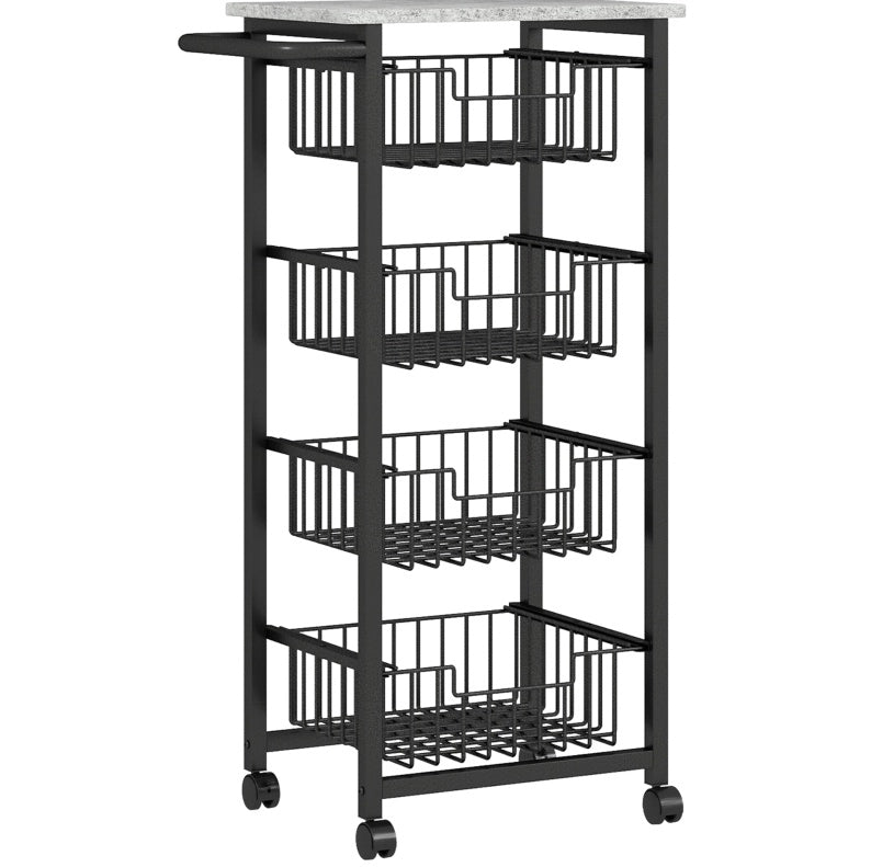 Carrello da cucina con 4 cestelli, grigio chiaro