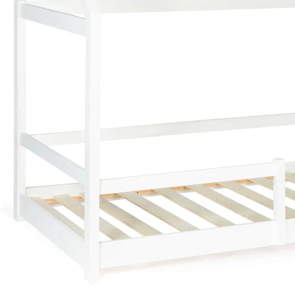 IDMarket - Letto a capanna per bambini NESSI 90 x 190 cm, bianco, con rete a doghe e sponde